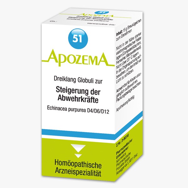 Apozema Dreiklang Globuli zur Steigerung der Abwehrkräfte Nr.51 (Echinacea purpurea D4/D6/D12)