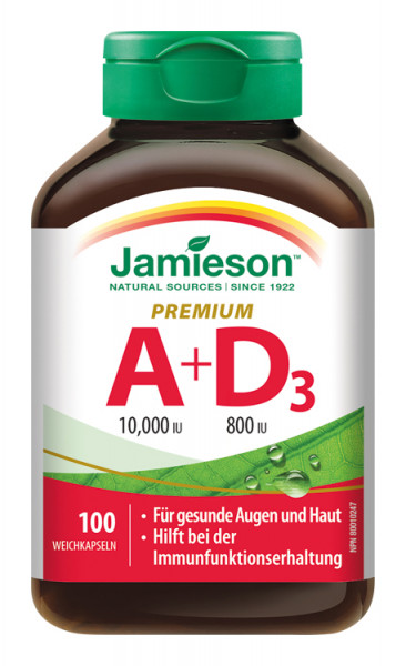 Vitamin A & D3 10 000 IU/800 IU Premium 100 Kps.