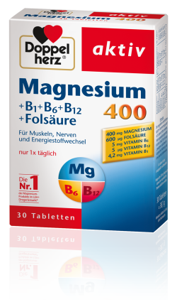 Doppelherz Magnesium 400+B1, B6,B12+Folsäure
