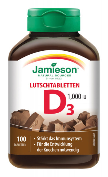 Jamieson Chewable Vitamin D3 1000 IU Chocolate 100 Tbl.