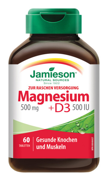 Jamieson Magnesium 500 mg & Vitamin D3 500 IU 60 Tbl.