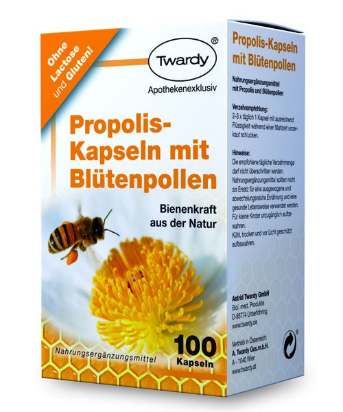 Twardy Propolis‐Kapseln mit Blütenpollen