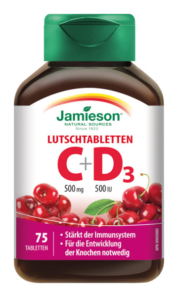 Vitamin C & D3 500 mg/500 IU Morello Kirsche 75 Tbl.