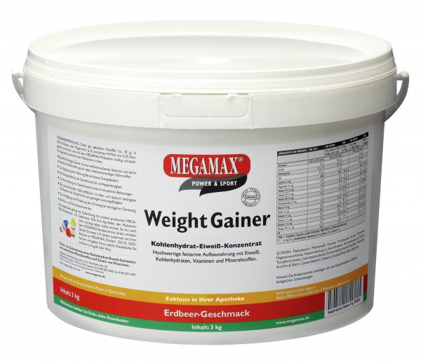MEGAMAX Weight Gainer Pulver Erdbeere