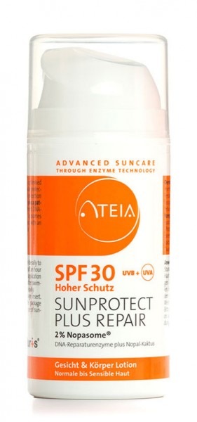 ATEIA® SPF 30 SUNPROTECT PLUS REPAIR, 2% Nopasome® – Gesicht & Körper Lotion, für Normale bis Sensible Haut